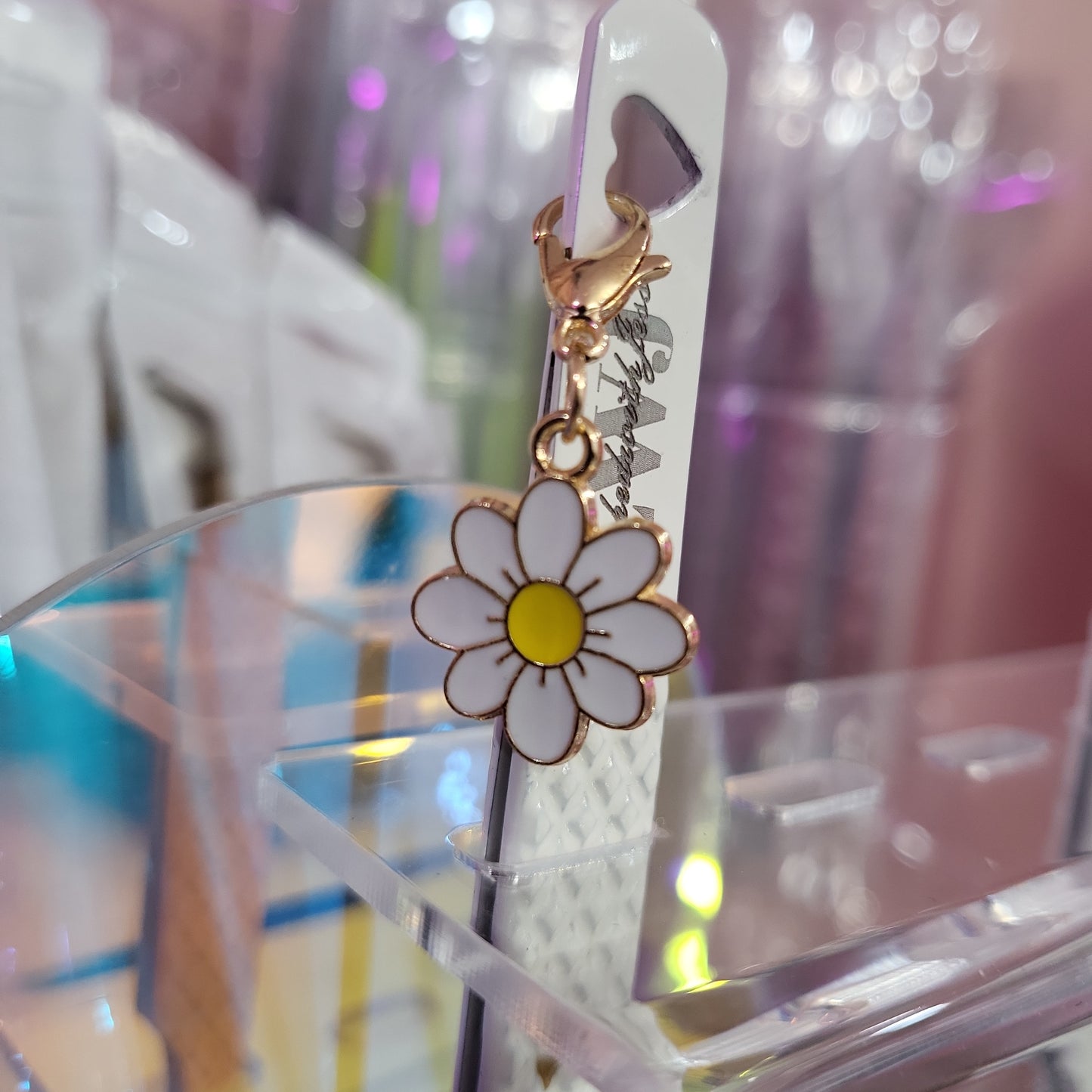 White Flower Tweezer Charm