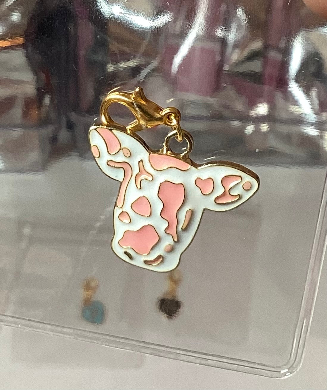 Pink Cow Head Tweezer Charm
