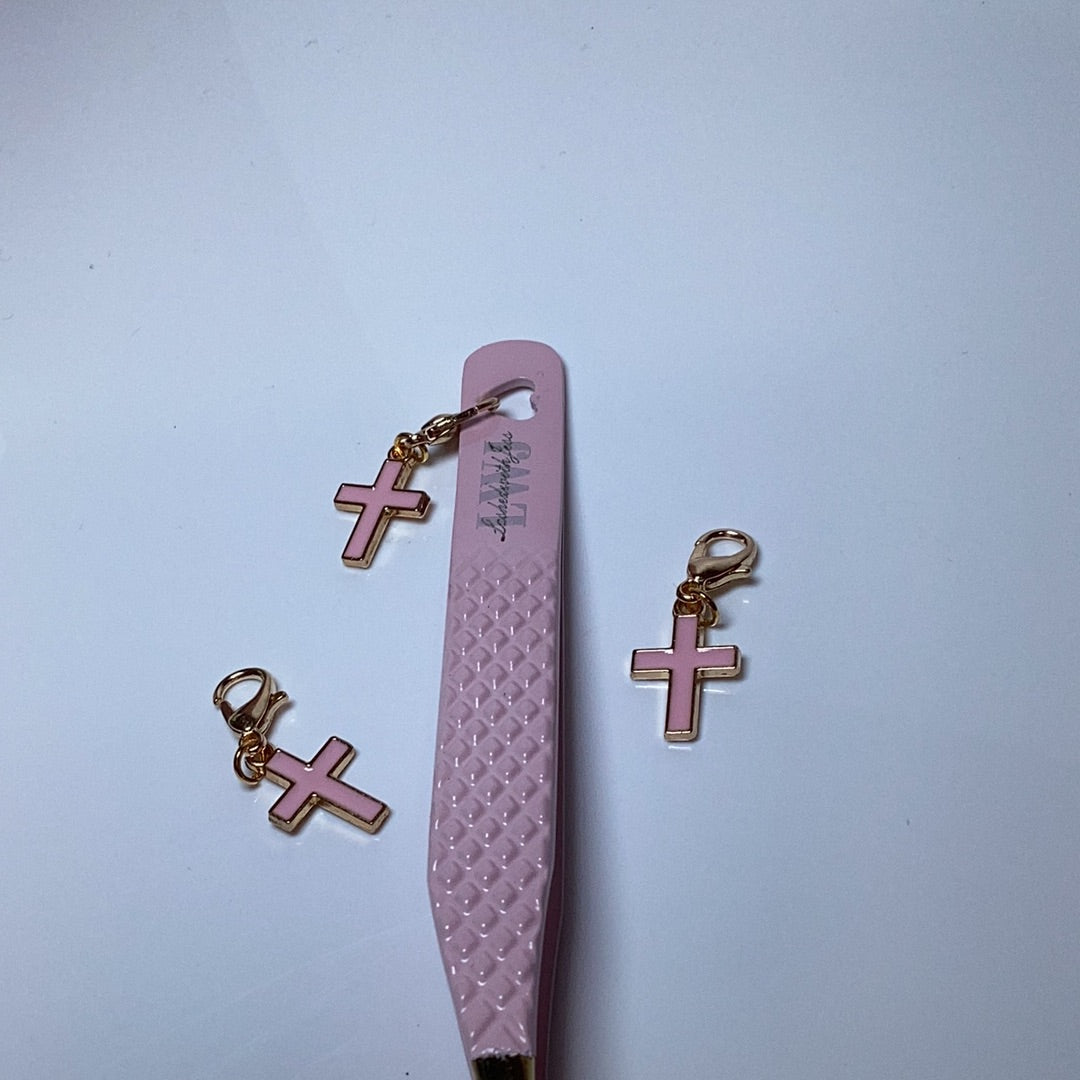 Pink Cross Tweezer Charm